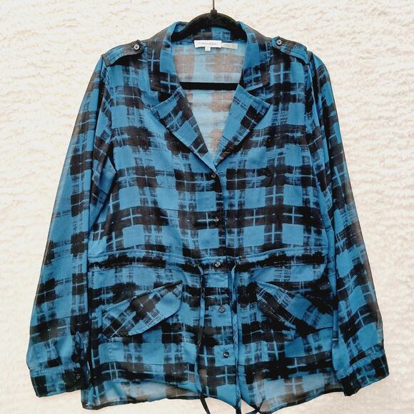 Blouse Jacket Button-Up Size S Power Look Office Siren Minimalist Modernist - Picture 2 of 16